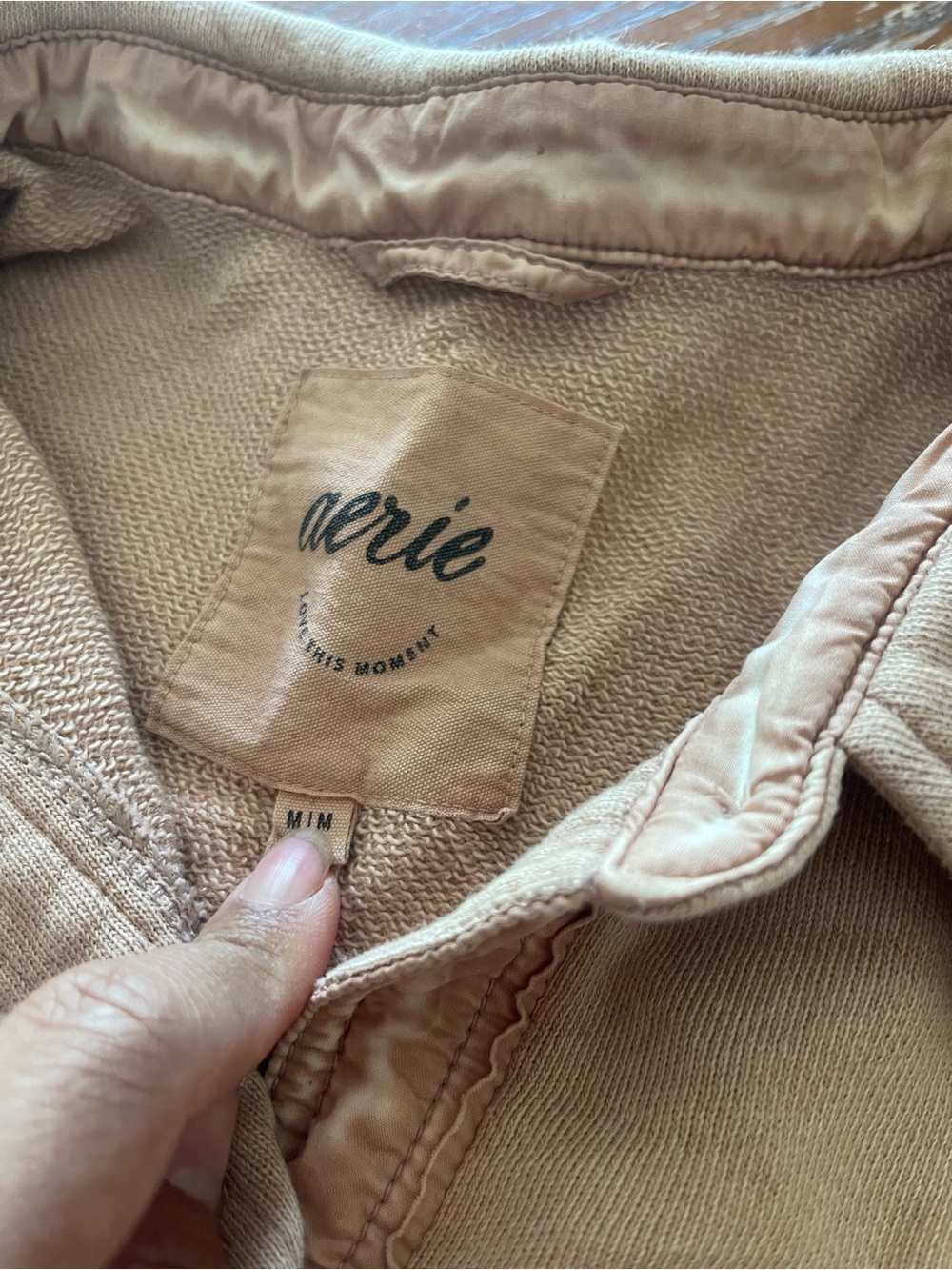 aerie tan button-front shacket - Picture 5 of 6